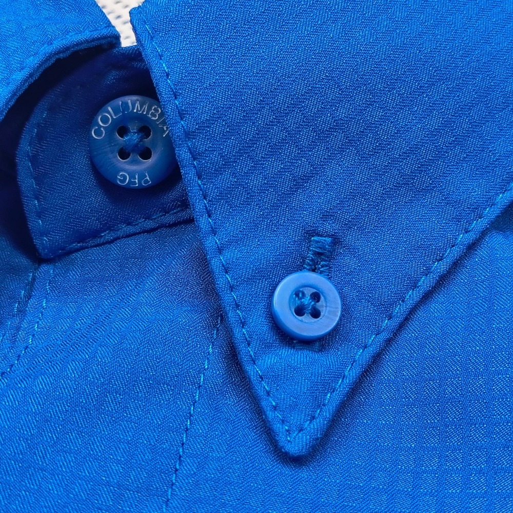 Columbia PFG Mens Large Blue Long Sleeve Fishing Shirt Omni-Shade Vented Ripstop - Picture 9 of 13